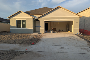 New residential construction exterior photographed during final build stage